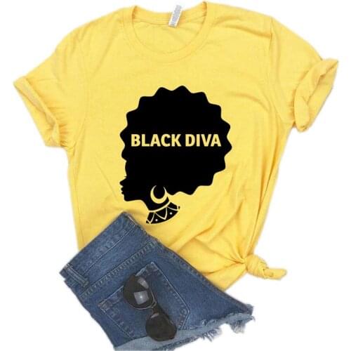 Black Diva Girl Power Women Tshirts Cotton Casual Funny t Shirt For Lady Top Tee Hipster 6 Color Drop Ship NA-463