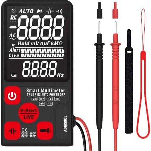 Digital Multimeter 9999 Counts True RMS Auto Ranging Voltmeter Voltage Capacitance Diode Tester with Flashlight & Analog Bar
