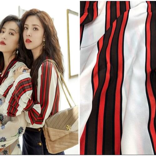 145cm*100cm designer fabric Early spring new style striped digital printing clothing handmade DIY fabric customization