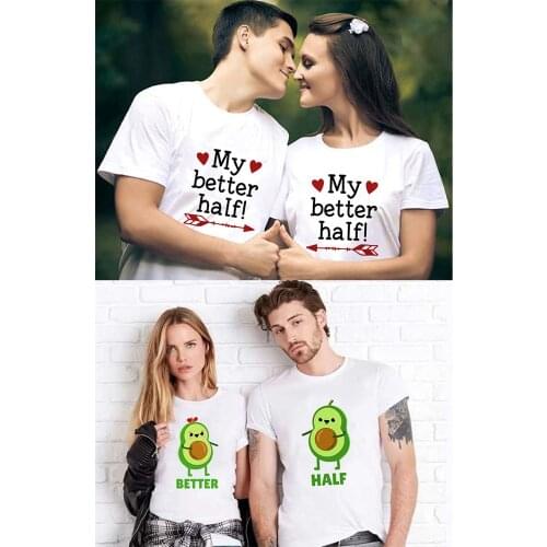 Avocado Better Half Couple Matching Short Sleeve T-shirt Graphic Tee Harajuku T Shirt Valentines Day Gift Casual Lover Clothes