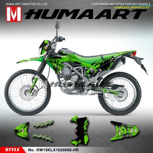 HUMAART MX Graphics Motorcycle Stickers Motocross Wrap Kit for KLX150BF KLX 150 BF 2016 2017 2018 2019 2020, Black and Green