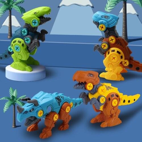 Early Learning Education Toys For Children Disassembly Dinosaur Cartoon Animal Assembled Blocks Screw Nut Disassembly Toys