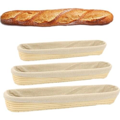 Baguette Fermentation French Bread Dough Proofing Rattan Basket with Cloth Cover for Kitchen Dining Bar Baking Accessories tool