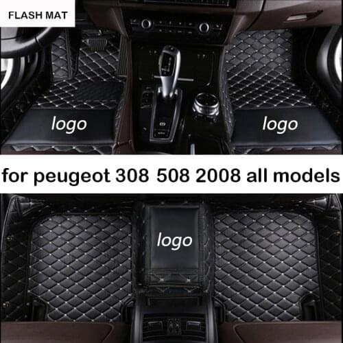 Custom LOGO car floor mats for peugeot 308 peugeot 206 508 207 301 307 sw 407 408 2008 4008 5008 auto accessories car mats