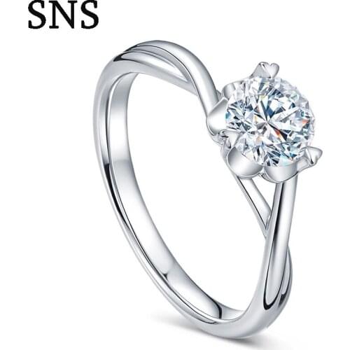 Round Shape Diamond Rings Jewelry Natural Diamond Women 14k White Gold Rings Accessories Free Shipping 0.3carat Twist Band