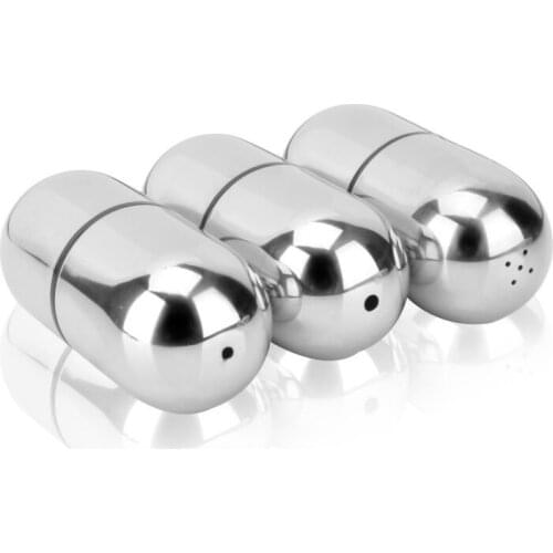 Kitchen Dining Herb Spice Tools Stainless Steel Pill Capsule Powder Tube Orifice Salt Pepper Shakers Spice Cruet Sets 3pcs/lot