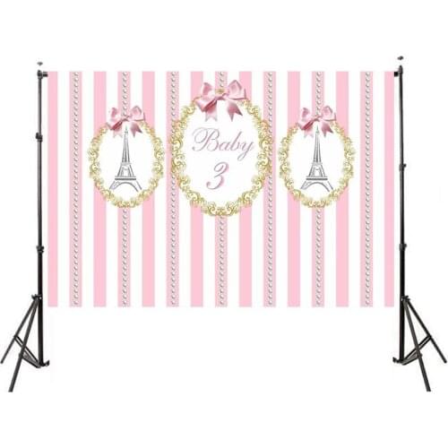 MEHOFOTO background for photo studio Paris Eiffel Tower birthday party stripes dot photography backdrop photobooth photocall