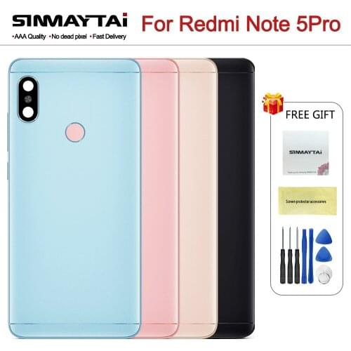 Metal Back Cover Housing For Xiaomi Redmi Note5 Back Housing Rear Door Case Redmi Note 5 pro Power Volume Buttons+Camera Lens