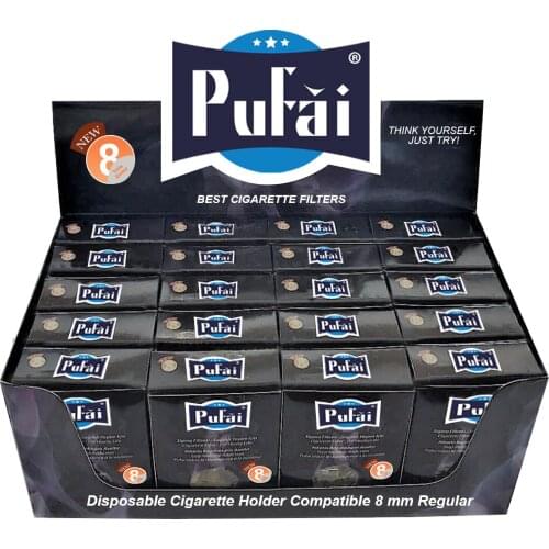 Pufai Disposable Cigarette Filters Regular Size Tar Trap Filter 8mm 600 Pieces 20 Dark Boxes