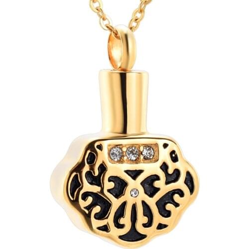 IJD9640 Stainless Steel Cremation Inlay Crystal Heart For Ashes Urn Memorial Keepsake Pendant Necklace for Women Men Jewellery