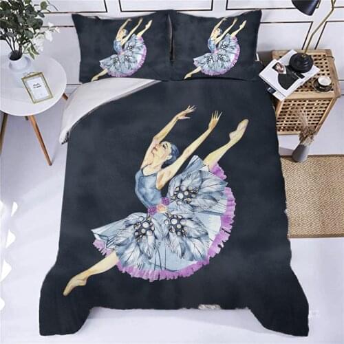 Ballet Dancing Girl Duvet Cover Lovely Little Ballerinas Girl Bedding Set 135 Pink Quilt Sheet Princess Bed Single Home Textiles