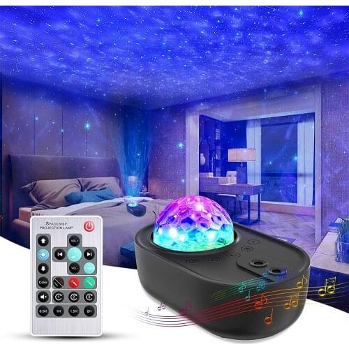 Starry Sky Projector Night Light Spaceship Galaxy LED Projection Lamp w/ Bluetooth Speaker Remote Control For Kids Bedroom Decor