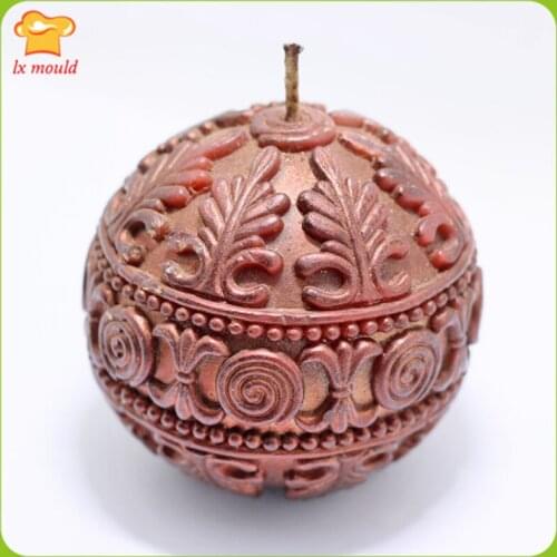 3D Spherical Embossed Candle Silicone Moulds Retro Texture Religious Holiday Baking Tools