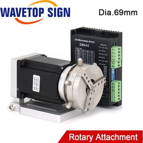 WaveTopSign Dia.69mm Rotary Device 2Phase Motor Rotary Attachment with Driver for Co2 and Fiber Marking Machine Expansion Axis