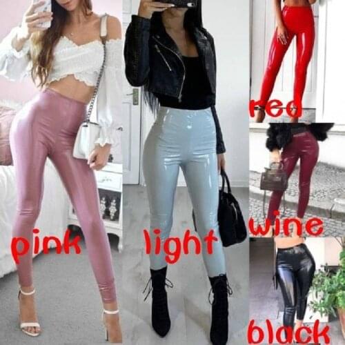 Women Tight Trouser Autumn Winter Women Thin Velvet PU Leather Pants Female Sexy Elastic Stretch Faux Leather Skinny Pencil Pant