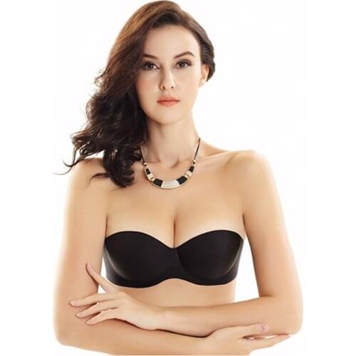 Sexy Women Strapless Lingerie Brassiere Half Cup Bra Seamless Invisible Bras Sutian Female Underwear blackless Wedding Bras