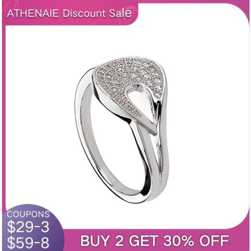 ATHENAIE 925 Sterling Silver Large Leaf CZ Rings Bohemian Boho Vintage Ring For Woman Jewelry Gifts Wedding Party