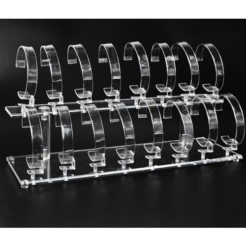 1 Set Hot Fashion Clear 2-tier Detachable Wrist Watch Bracelet 16 Display Rack Stand Holder for Jewelry Display