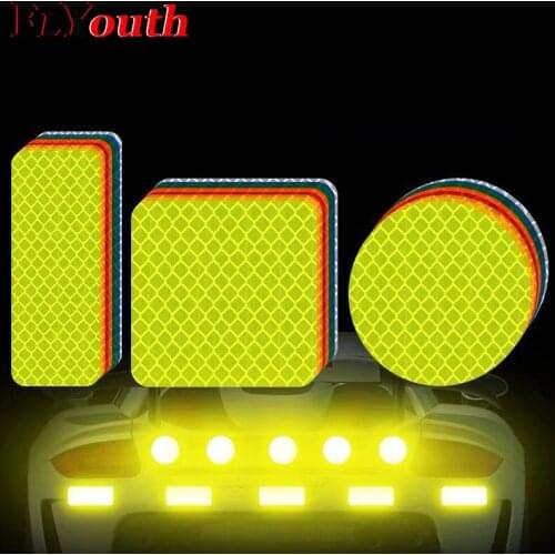 10Pcs 3X8cm/5X5cm Car Door Sticker Decal Warning Tape Car Reflective Stickers Reflective Strips Car-styling 6 Colors Safety Mark