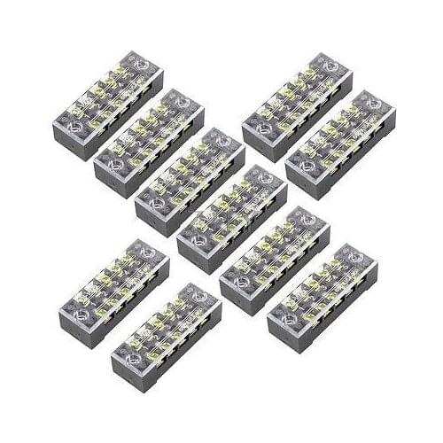 10 Pcs Tow Row 5 Position Screw Terminal Block Strip 600V 15A w Cover
