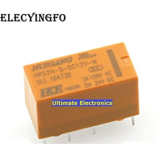 10pcs Signal relay HRS2H-S-DC12V-N 12V/8 feet/2A/ two sets of environmental protection
