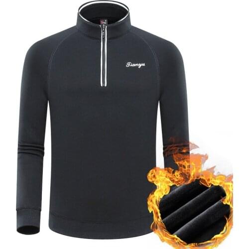 2020 Men Full Sleeve Golf Shirt Zipper Stand Collar Golf Jerseys For Men Winter Fleece Keep Warm Tennis Golf Tops D0981