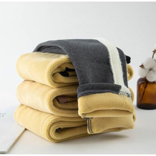 2021 Baby Lamb Warm Pants New Winter Girls White Side Striped Tracksuit Trousers for Girl Body Velvet Leggings