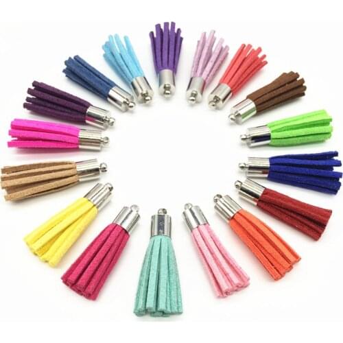 35mm Mixed Tassel Fashion Borlas 100Pcs Pendants For Earrings Making Suede Tassels With Metal Cap Diy Keychain Charms Pingente