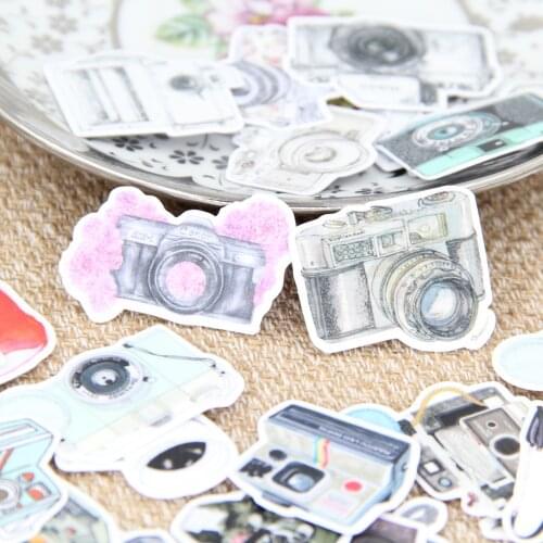 35pcs Waterproof Retro Cameras Decorative Scrapbooking Stickers for Crafting Travel Journal Phone Case Laptop Deco