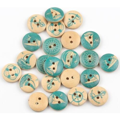 50pcs Baby Pattern Wood Buttons For Clothing Round Wooden Button Scrapbooking Decoration Diy Sewing Accessories 15mm