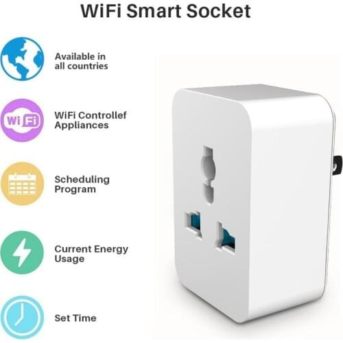 WIFI Wireless Remote Socket Smart Timer Plug Voice Control Home Fire Retardant PC Smart Power Socket for IOS/Android Mobile App