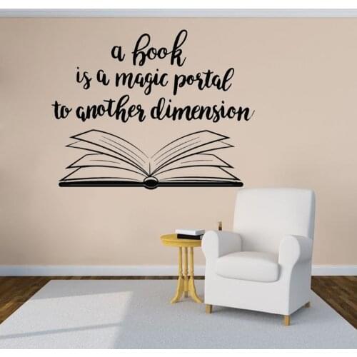 Library Books Store Wall Sticker Opening Book Pattern Wall Vinyl Decals Removable Study Reading Quote Wall Poster Art AZ443