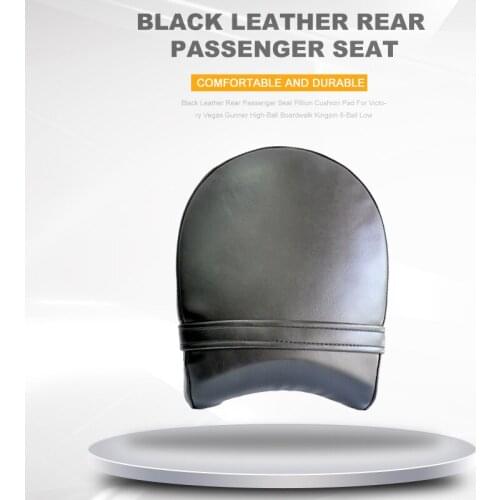Black Leather Rear Passenger Seat Pillion Cushion Pad For Victory Vegas Gunner High-Ball Boardwalk Kingpin 8-Ball Low