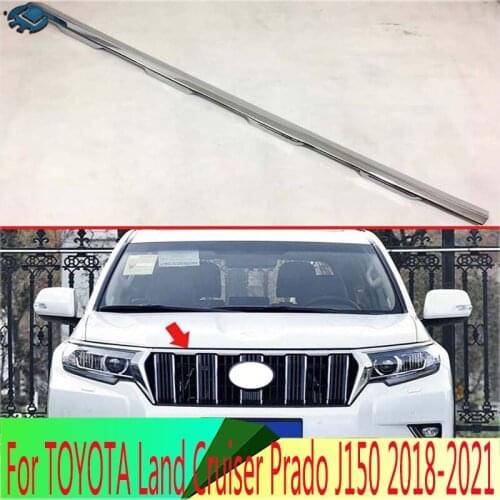 For TOYOTA Land Cruiser Prado J150 2018 2019 Decorate Accessories ABS Chrome Front Grille Accent Cover On Mesh Trim