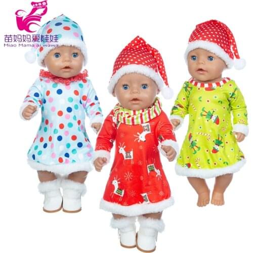 Reborn baby doll clothes new year costume 18" girl doll Christmas dress set scarf hat children gift toys wears
