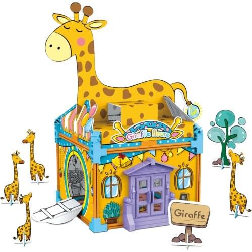 DIY puzzle fill color cardboard block assembly drawing 3 d model block childrens educational toys stereo graffiti puzzle