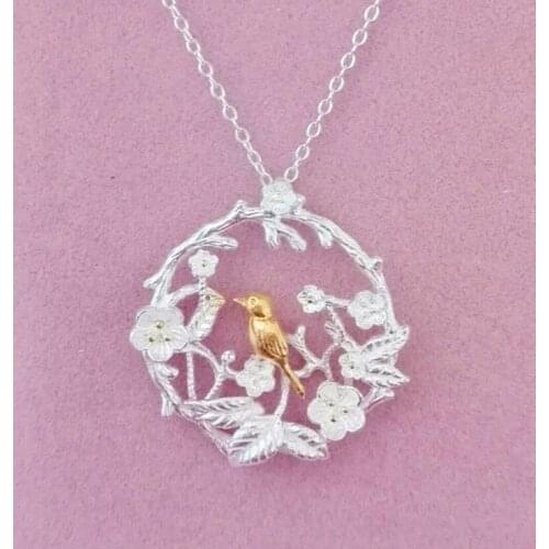 Elegant Bird Branch Choker Necklaces Jewelry Silver Color Necklaces Pendants For Women Girls Colar Bijoux