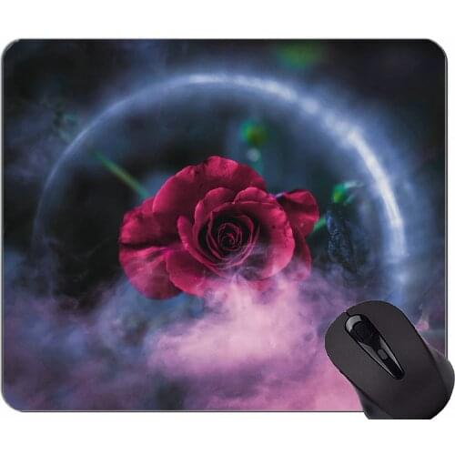 Natural Rubber Mouse Pad Printed with Charming nature rose -Stitched Edges