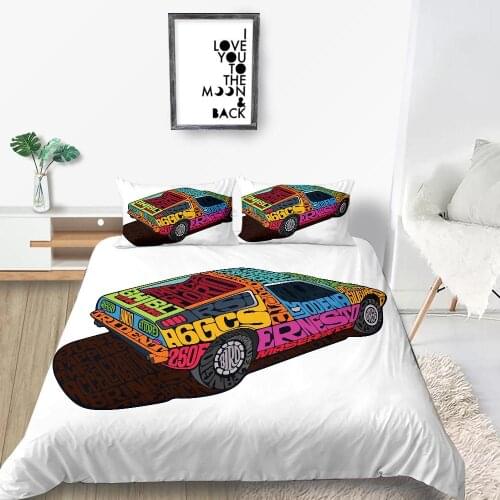 Creative Car Bedding Set Graffiti Fashionable 3D Cartoon Duvet Cover Queen King Twin Full Single Double Unique Design Bed Set
