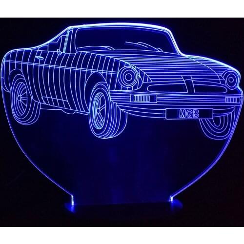 Cool Car Acrylic 3D Lamp 7 Color Change Night Light Touch Switch Colored Lights LED USB Desk Table Lamp Atmosphere Lighting