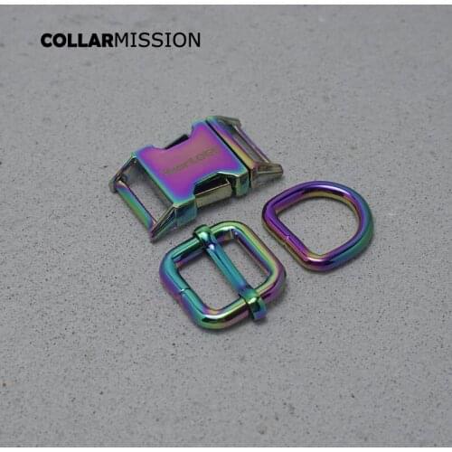 15mm Metal Plated engraving Buckle (Metal Buckle+ Adjust Buckle+ D Ring) For Backpack Webbing Cat Dog Collar DIY Accessory