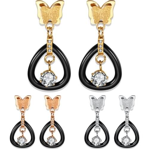 Fashion Drop Earrings Jewelry Butterflies Pendant Tassel Earring for Women Crystal Rhinestone Heart Earring Pendientes