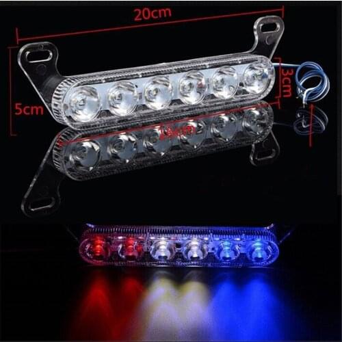 Motorcycle Brake Strobe Light 6 Led Lamp Police Warning Flashing Bulbs Brake Stop Led Lamps Red White Blue