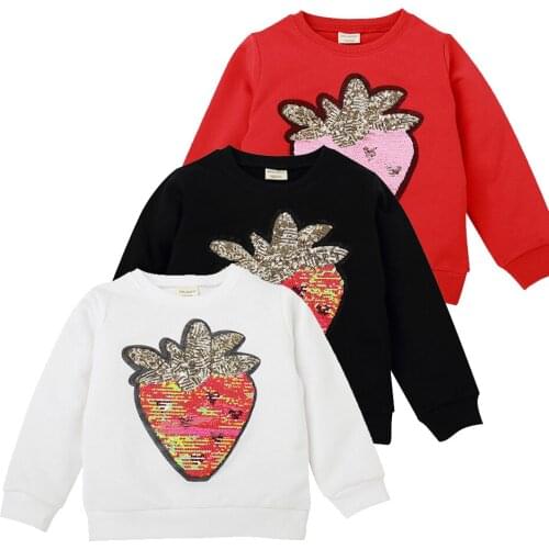 Cartoon Uncorn Hoodies Kids Girl Unicorn Strawberry Sequin Outerwear Boy Cotton Tops Spring Casual Costume