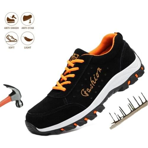 Men Safety Work Shoes Anti-Smash Indestructible Boots Steel Toe Cap Puncture-Proof Non-slip Footwear lightweight Breathable Shoe