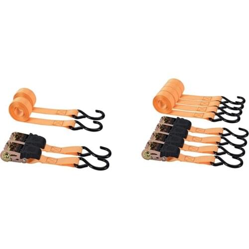 Ratchet Strap Set, Coated Chrome-Molybdenum S Hook, For Mobile Equipment, Lawn Equipment, Motorcycles