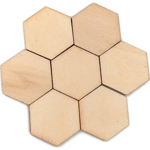 5pcs 80mm 90mm Unfinished Wooded Hexagon Natural Unpainted Hexagon Cutout Shape Hexagon Slices for DIY Arts Craft Decoration