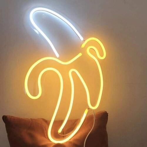 Banana Shape Neon Light Signs Room Wall Decor Lamp LED Neon Sign Lamp Wall Art Neon Night Lights Hanging Led Lamp For Party