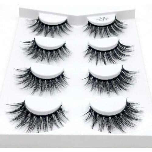 2018 NEW 4 pairs 100% Real Mink Eyelashes 3D Natural False Eyelashes 3d Mink Lashes Soft Eyelash Extension Makeup Kit Cilios