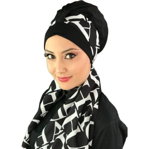 New Fashion 2021 Hijab Turban Lady Hat Seasonal Scarf Hijab Foulard Single Size Black Biritli Scarf Bone